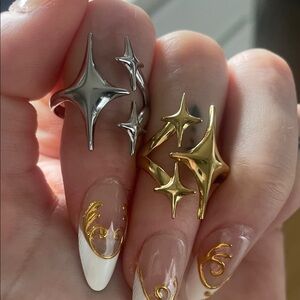 (1) Starry Sky Stainless Steel Adjuatable Ring